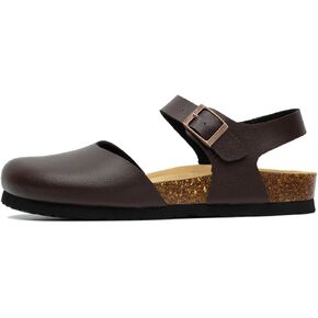 Closed Toe Sandals Women Cork Footbed Flats with Arch Support for Women Comfortable Lightweight Summer Shoes Dressy Casual Flat Sandals