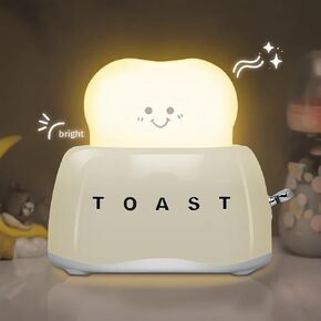 Cute Desk Decor Toast Lamp Night Light for Kids- Kawaii Christmas Birthday Gifts for Teen Girls Women Kids- Small Desk Lamp Rechargeable Gift for Girls of All Ages (Green)