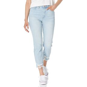 YMI Women's Junior Hybrid Dream High-Rise Slim Straight Jean with Frayed Hem