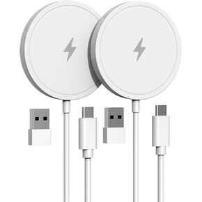 Magnetic Wireless Charger for iPhone, 15W Fast Mag Safe Charger 2 Pack Charging Pad Compatible with iPhone 15/14/13/12 Series and AirPods 3/2/Pro 2/Pro, White