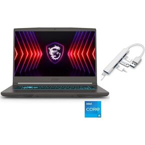 MSI Thin 15.6" FHD 144Hz Gaming Laptop | Intel Core i5-12450H | NVIDIA GeForce RTX 3050 |Backlit | Bluetooth | 8GB RAM | 512GB SSD | Windows 11 Home | Bundle with USB 3.0 Hub