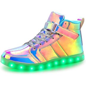 Padgene Women's Men's LED Lights Up Shoes Unisex Luminous Flashing Trainers USB Charging Lace Up Couples Dancing Shoes