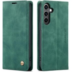 QLTYPRI Case for Samsung Galaxy A35 5G, Vintage PU Leather Wallet Case Card Slot Kickstand Magnetic Closure Shockproof Flip Folio Case Cover for Samsung Galaxy A35 5G - Black