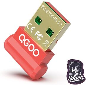 USB Bluetooth Adapter for PC - QGOO Bluetooth Dongle 5.3 EDR, Wireless Bluetooth Receiver for Desktop Computer Laptop Bluetooth Windows 8.1/10/11（red-036）