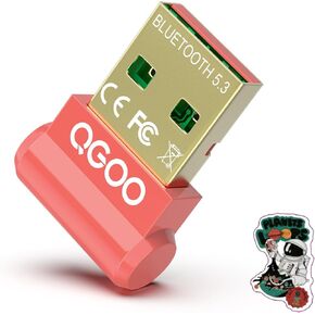 USB Bluetooth Adapter for PC - QGOO Bluetooth Dongle 5.3 EDR, Wireless Bluetooth Receiver for Desktop Computer Laptop Bluetooth Windows 8.1/10/11（red-037）