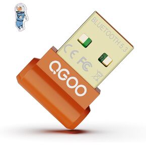USB Bluetooth Adapter for PC - QGOO Bluetooth Dongle 5.3 EDR, Wireless Bluetooth Receiver for Desktop Computer Laptop Bluetooth Windows 8.1/10/11（orange-070）