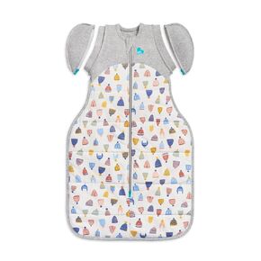Love to Dream Swaddle UP Transition Bag Warm 2.5 TOG, White Happy Hats, Medium 8-13 lbs, Patented Zip-Off Wings, Gently Help Baby Safely Transition from Being Swaddled to Arms Free Before Rolling Over
