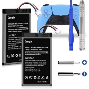 2 Pack Battery for PS5 Controller, (5000mAh) 2024 Upgrade High Capacity Battery Replacement for Sony PS5 LIP1708, Playstation 5 DualSense CFI-ZCT1W Wireless Controller with Repair Tool Kit