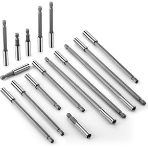 16 Pcs Drill Bit Extension Holder 1/4" Hex Shank, 2" 4" 6" 8" Magnetic Screwdriver Extension Drill Bit Extenders Screwdriver Bit Holders for Automotive Maintenance Repair Work