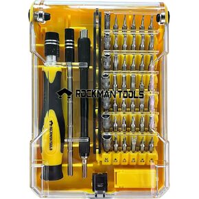 Basics 45 PCS Precision Screwdriver Bit Set- 1PC Precision Bits Driver, 1PC 120mm Precision Magnetic Holder, 1PC 120mm Precision Spring Tube(Yellow)