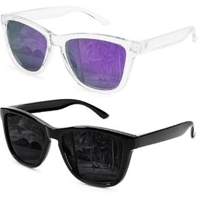 2 Pack Classic Retro Polarized Sunglasses for Men and Women, Trendy Vintage Sun Glasses 100% UV Protection