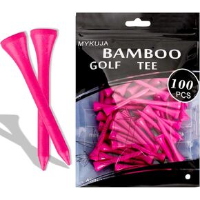 Wood/Bamboo Golf Tees 3-1/4, 2-3/4 inch Golf Tees Pack of 100, Highly Bright Colors, Durable Long Golf Tee