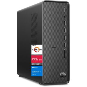HP Slim Desktop, AMD Athlon Silver 3050U, AMD Radeon Graphics, 16GB RAM, 256GB SSD, Wired KB & Mouse, Wi-Fi, Bluetooth, Windows 11 Home, Black in Saudi Arabia