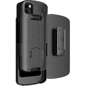 Case with Clip for Zebra TC53 TC58 Mobile Computer Scanner, Nakedcellphone Slim Hard Shell Cover with Kickstand and [Rotating/Ratchet] Belt Hip Holster Holder Combo - Black