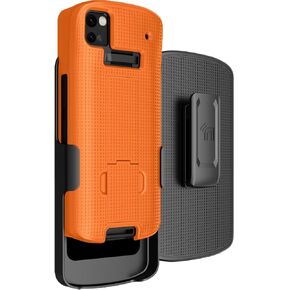Case with Clip for Zebra TC53 TC58 Mobile Computer Scanner, Nakedcellphone Slim Hard Shell Cover with Kickstand and [Rotating/Ratchet] Belt Hip Holster Holder Combo - Black