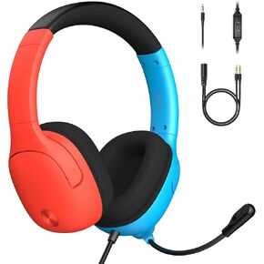 سماعة رأس للألعاب لجهاز نينتندو سويتش/لايت/OLED، سماعات رأس للألعاب مع ميكروفون لجهاز نينتندو سويتش فورتنايت/الرياضة (أحمر/أزرق)
