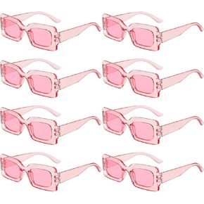 8 Pack Retro Rectangle Sunglasses for Women Retro 90s Square Glasses Vintage Pink Y2K Womens Aesthetic Accessories