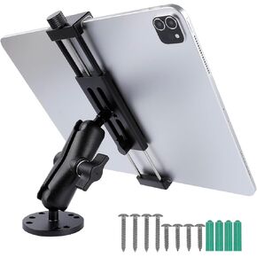 Aluminum Car Tablet Holder with Heavy Duty Drill Base, Compatible with iPad Pro Mini 4.7"-15" Samsung Galaxy Kindle Tablets, Car Tablet Mount for Truck,Business ,Vehicle,Dashboard,Desk,Wall Mouning