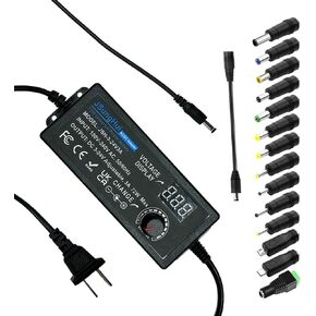 Adjustable Power Supply 9V~36V 4A 144W Universal Power Adapter,100V-240V AC to DC Converter with 5.5x2.5mm 14 Tips & Polarity Converter for LED Strip Light Printer Speaker CCTV Camera -4A Max