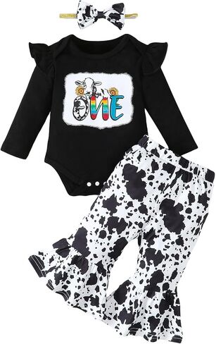 Baby Girl 1st Birthday Outfit Girl One Year Old Birthday Outfit Infant Cow Birthday Clothes in Saudi Arabia