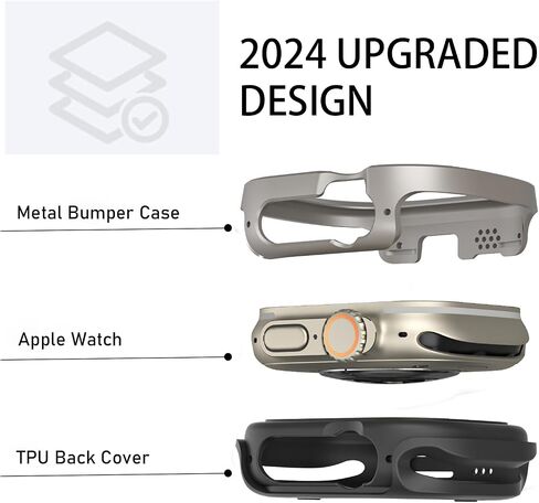 Apple Watch Ultra 2/Ultra Case 49mm, Military Grade Protection, Aluminum Alloy Case Apple Watch Accessories, with TPU Watch Back Cover Titanium for Apple Watch Ultra 49mm Case in Saudi Arabia
