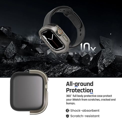 Apple Watch Ultra 2/Ultra Case 49mm, Military Grade Protection, Aluminum Alloy Case Apple Watch Accessories, with TPU Watch Back Cover Titanium for Apple Watch Ultra 49mm Case in Saudi Arabia