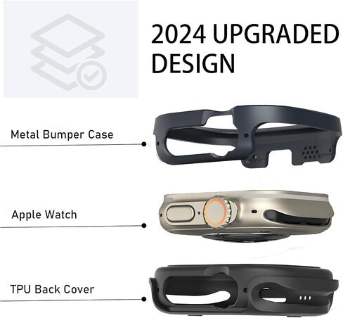 Apple Watch Ultra 2/Ultra Case 49mm, Military Grade Protection, Aluminum Alloy Case Apple Watch Accessories, with TPU Watch Back Cover Titanium for Apple Watch Ultra 49mm Case in Saudi Arabia