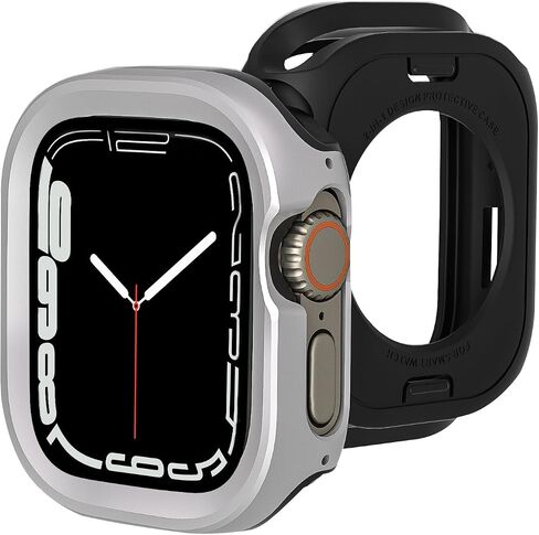 2 in 1 Metal Rugged Case for Apple Watch Ultra 3/2/1 Case 49mm, Aluminum Shockproof Protective Bumper with TPU Back Cover, Raised Edge Screen Protection, Black in Kuwait