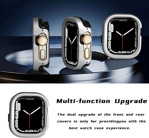 2 in 1 Metal Rugged Case for Apple Watch Ultra 3/2/1 Case 49mm, Aluminum Shockproof Protective Bumper with TPU Back Cover, Raised Edge Screen Protection, Black in Kuwait