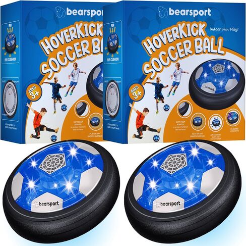 Bearsport Indoor HoverKick Soccer Ball - Rechargeable, with LED Light and Music - Fun Floating Air Soccer Game with Upgraded Foam Bumper for Kids, Toddlers, Boys, Girls in Saudi Arabia
