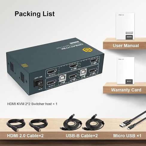 8K USB3.0 HDMI KVM Switch 2 Computers 2 Monitors 2 Port Dual Monitors Switches for 2 PC Or 2 Laptops Share Keyboard & Mouse,Resolution 8K@60HZ,with EDID in Saudi Arabia