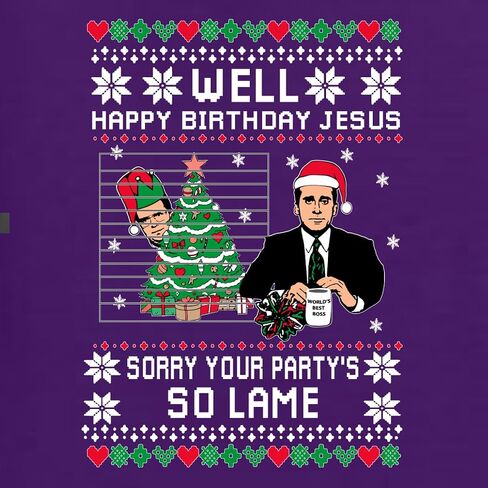 Well Happy Birthday Jesus Funny Quote Office Ugly Christmas Sweater Unisex Crewneck Sweatshirt, Black, XX-Large in Kuwait