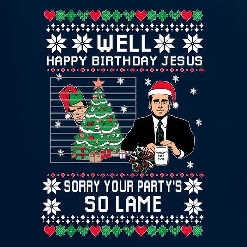Well Happy Birthday Jesus Funny Quote Office Ugly Christmas Sweater Unisex Crewneck Sweatshirt, Black, XX-Large in Kuwait