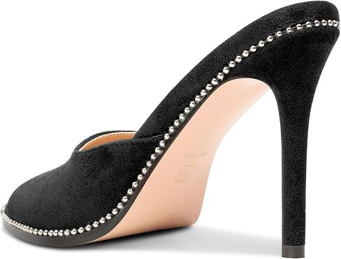 TNYNFBEB Womens Stiletto High Heel Peep Open Toe Sandals Mules Shoes Slingback Slip-on Sliver Beaded Prom Dress 3.9 Inches Heels in Kuwait