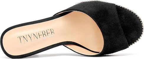 TNYNFBEB Womens Stiletto High Heel Peep Open Toe Sandals Mules Shoes Slingback Slip-on Sliver Beaded Prom Dress 3.9 Inches Heels in Kuwait