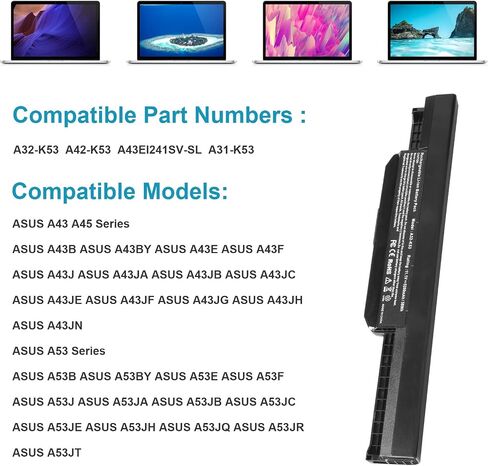 TREE.NB Asus بطارية الكمبيوتر المحمول A31-K53 A32-K53 A32-K53S A41-K53 A42-K53 10.8 5200 مللي أمبير في الساعة in Saudi Arabia