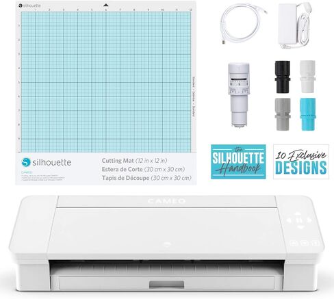 Silhouette America Silhouette Cameo 4 مع بلوتوث، وبساط قطع 12 × 12، وAutoblade 2، و100 تصميم وبرنامج Silhouette Studio - الإصدار الوردي (متجدد) in Saudi Arabia