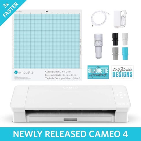 Silhouette America Silhouette Cameo 4 مع بلوتوث، وبساط قطع 12 × 12، وAutoblade 2، و100 تصميم وبرنامج Silhouette Studio - الإصدار الوردي (متجدد) in Saudi Arabia