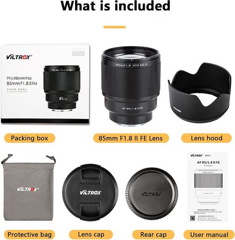 عدسة VILTROX 85 مم f/1.8 F1.8 Mark II كاملة الإطار E-Mount، عدسة رئيسية ذات فتحة كبيرة للتركيز التلقائي لكاميرات Sony E Mount بدون مرآة A7 A7R A7S A7C A7II A7III A7RIII A7SIII A7RIV A9 A9II in Kuwait