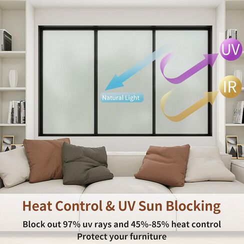 Frosted Glass Window Film Window Privacy Film 17.5 x 78.7 Inch, XuanRui Privacy Window Film with Installation Tools, Removable Frosted Privacy Film for Glass Windows in Saudi Arabia