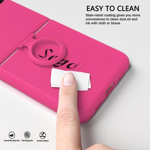 حافظة E Segoi مصممة لهاتف Galaxy Z Flip 3، حافظة مطاطية من جل السيليكون السائل مقاومة للصدمات، بطانة ناعمة من القماش المصنوع من الألياف الدقيقة متوافقة مع هاتف Galaxy Z Flip 3 5G (وردي فاقع) in Kuwait