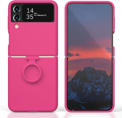 حافظة E Segoi مصممة لهاتف Galaxy Z Flip 3، حافظة مطاطية من جل السيليكون السائل مقاومة للصدمات، بطانة ناعمة من القماش المصنوع من الألياف الدقيقة متوافقة مع هاتف Galaxy Z Flip 3 5G (وردي فاقع) in Kuwait