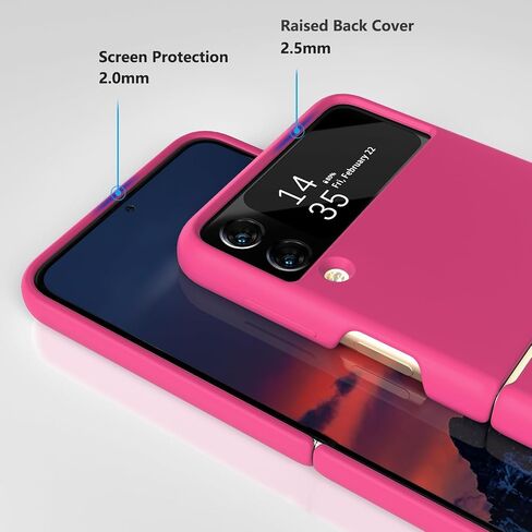حافظة E Segoi مصممة لهاتف Galaxy Z Flip 3، حافظة مطاطية من جل السيليكون السائل مقاومة للصدمات، بطانة ناعمة من القماش المصنوع من الألياف الدقيقة متوافقة مع هاتف Galaxy Z Flip 3 5G (وردي فاقع) in Kuwait