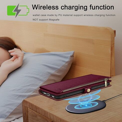 XcaseBar for iPhone 12 Pro Max 6.7" Wallet case with Zipper Credit Card Holder【RFID Blocking】, Flip Folio Book PU Leather Phone case Shockproof Cover Women Men for Apple 12 Pro Max case Wine Red in Kuwait