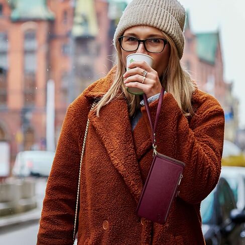 XcaseBar for iPhone 12 Pro Max 6.7" Wallet case with Zipper Credit Card Holder【RFID Blocking】, Flip Folio Book PU Leather Phone case Shockproof Cover Women Men for Apple 12 Pro Max case Wine Red in Kuwait