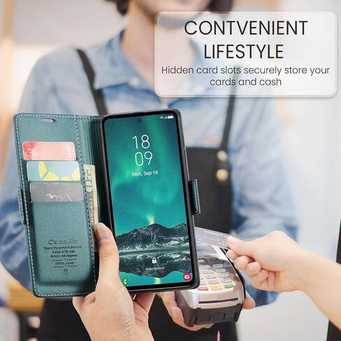 for Samsung Galaxy S23 FE Case, [RFID Blocking] Magnetic Closure PU Leather Wallet Flip Case with Card Holder Kickstand Shockproof Phone Cover for Samsung Galaxy S23 FE 5G,Teal in Saudi Arabia