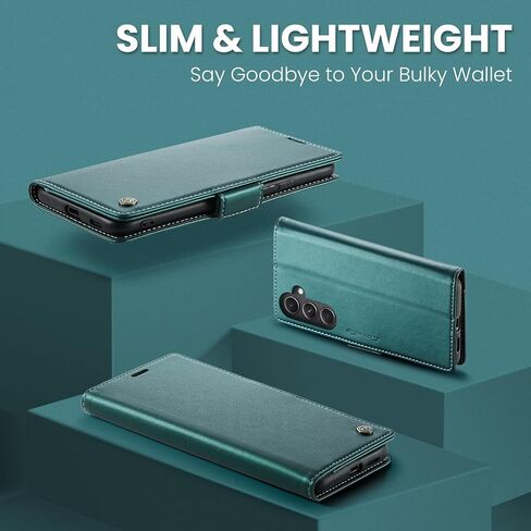 for Samsung Galaxy S23 FE Case, [RFID Blocking] Magnetic Closure PU Leather Wallet Flip Case with Card Holder Kickstand Shockproof Phone Cover for Samsung Galaxy S23 FE 5G,Teal in Saudi Arabia