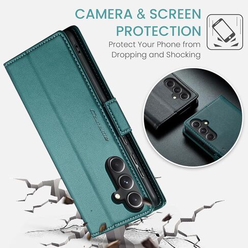 for Samsung Galaxy S23 FE Case, [RFID Blocking] Magnetic Closure PU Leather Wallet Flip Case with Card Holder Kickstand Shockproof Phone Cover for Samsung Galaxy S23 FE 5G,Teal in Saudi Arabia