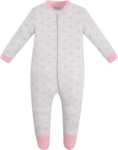 Jimonda Baby Pajamas 100% Cotton Gender Neutral One-Piece Footed,Long Sleeve Clothes,2-Way Zipper Closure Romper in Kuwait