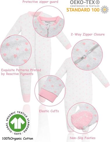 Jimonda Baby Pajamas 100% Cotton Gender Neutral One-Piece Footed,Long Sleeve Clothes,2-Way Zipper Closure Romper in Kuwait